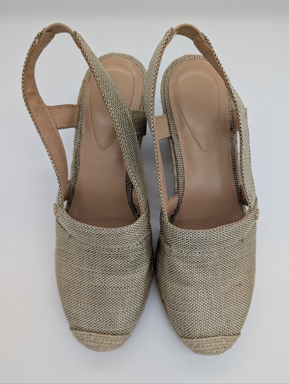 Lauren Ralph Lauren Penelopie Slingback Wedge Heel Espadrille Beige Gold US 9B - Picture 4 of 10